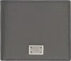 Dolce & Gabbana Black Textured Calf Leather Bi-fold Wallet In Grey