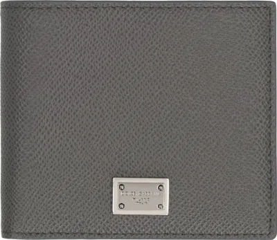 DOLCE & GABBANA MEN'S LEATHER FLAP-OVER WALLET