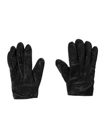 Pre-owned Dolce & Gabbana Men's Leather Gloves In Black