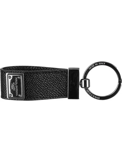 Dolce & Gabbana Men's Leather Key Chain In Black