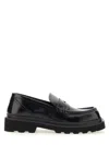 Dolce & Gabbana Brushed Leather Penny Loafers In Black