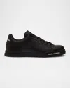 Dolce & Gabbana 'portofino' Black Low Top Sneakers With Logo Patch On The Tongue And Logo Lettering On The Side In Nero/nero