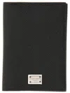Dolce & Gabbana Logo Plaque Leather Passport Holder In Black