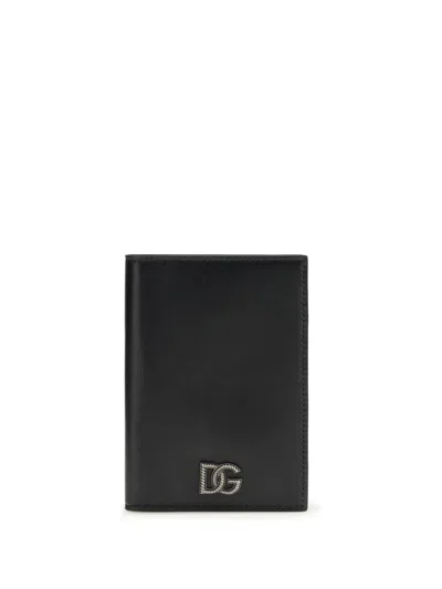 Dolce & Gabbana Men Leather Passport Holder In Black