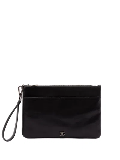 Dolce & Gabbana Men Leather Pouch In Black