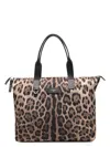 Dolce & Gabbana Men's Leopard Print Nylon Adamo Shopper In Brown