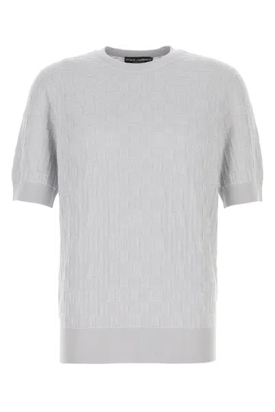 Dolce & Gabbana Men Light Grey Silk Sweater In Gray