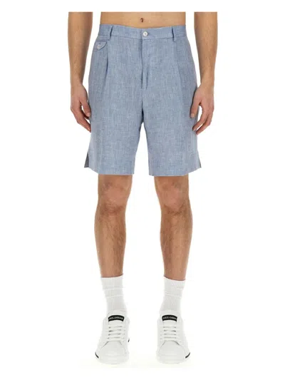 DOLCE & GABBANA MEN'S LINEN BERMUDA SHORTS