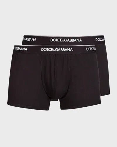 Dolce & Gabbana Men's Logo Band 2-pack Boxer Briefs In Black