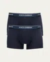 Dolce & Gabbana Men's Logo Band 2-pack Boxer Briefs In Dark Blue