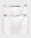 Dolce & Gabbana Men's Logo Band 2-pack Boxer Briefs In Opt White