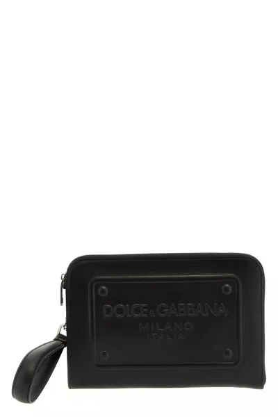 Dolce & Gabbana Men Logo Clutch Bag In Black