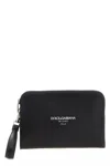 Dolce & Gabbana Clutch Leather Wrist Strap In Black