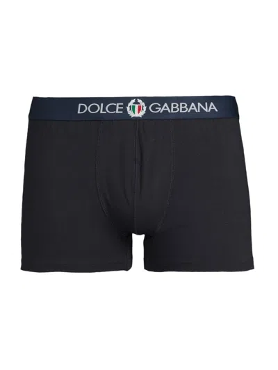 Dolce & Gabbana Men's Logo Cotton Boxer Briefs In Blue