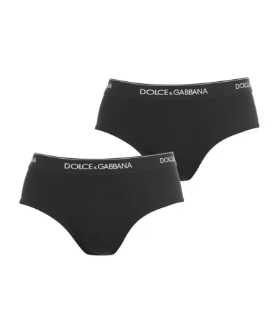 Dolce & Gabbana Men's Logo Cotton Briefs, 2-pack In Black