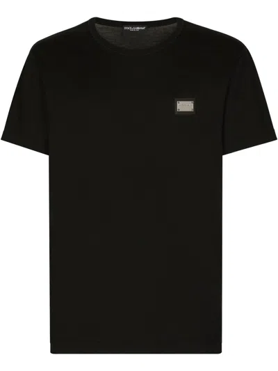 Dolce & Gabbana Men Logo Cotton T-shirt In Black