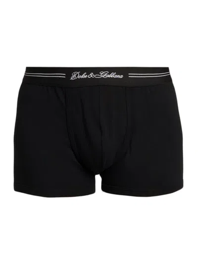 Dolce & Gabbana Men's Logo Cotton-blend Boxer Briefs In Black