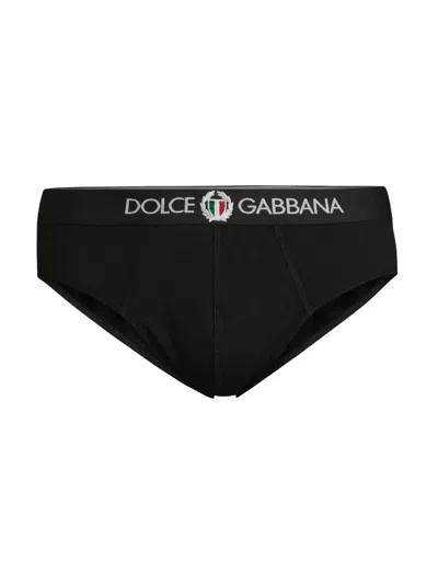 Dolce & Gabbana Men's Logo Cotton-blend Briefs In Black