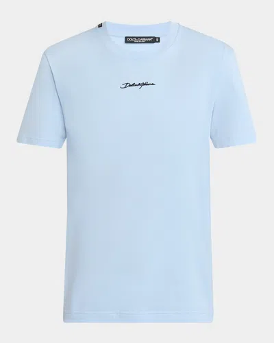 Dolce & Gabbana Men's Logo Crew T-shirt In Blue