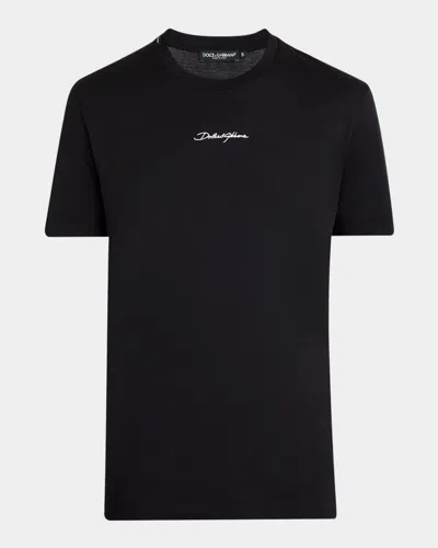 Dolce & Gabbana Men's Logo Crew T-shirt In Charcoal