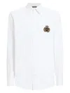 Dolce & Gabbana Crest Embroidered Poplin Shirt In White
