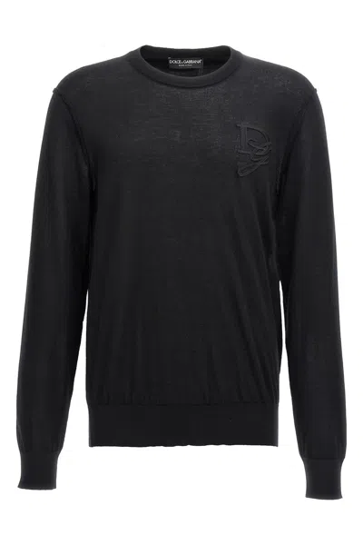 Dolce & Gabbana Men Logo Embroidery Sweater In Black