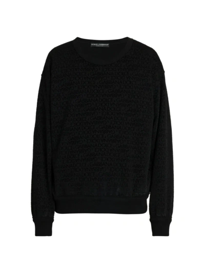 Dolce & Gabbana Men's Logo Flocked Sweatshirt In Black