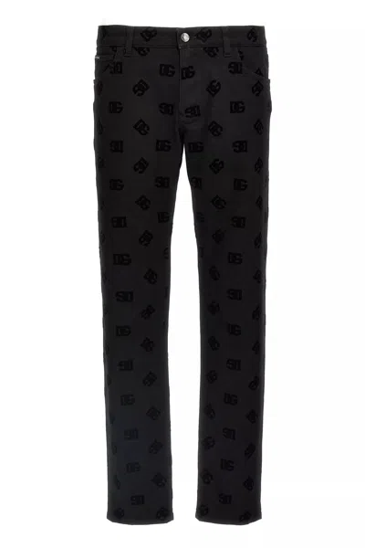 Dolce & Gabbana Men Logo Jeans In Black
