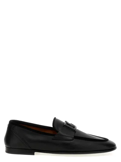 Dolce & Gabbana Men Logo Loafers In Black