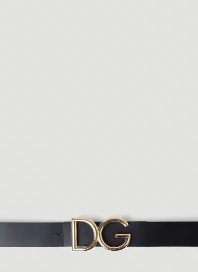 Dolce & Gabbana Men Logo Plaque Belt In Black