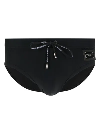 DOLCE & GABBANA MEN'S LOGO PLAQUE SWIM TRUNKS