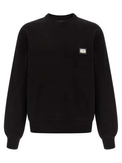 Dolce & Gabbana Men Logo Plate Sweatshirt In Black