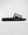 Dolce & Gabbana Rubber Beachwear Sliders With Dg Logo In Black/white