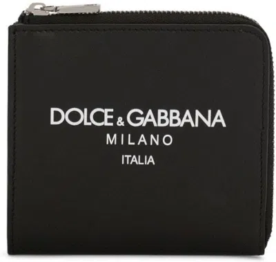 DOLCE & GABBANA MEN'S LOGO PRINT LEATHER WALLET