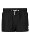 Dolce & Gabbana Printed Swim Trunks With Mid-length And Logo In Black
