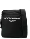 Dolce & Gabbana Men's Logo Rubberised Messenger Bag In Black
