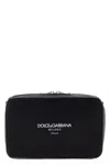 Dolce & Gabbana Brand Logo Adjustable Rectangular Messenger Bag Strap In Black