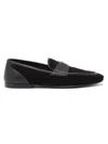 Dolce & Gabbana Ariosto Black Loafers With Metallic Dg Logo Plate On The Front In Leather And Suede Man In Black