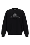 Dolce & Gabbana Logo-embellished Black Sweatshirt With Ribbed Detailing In Black
