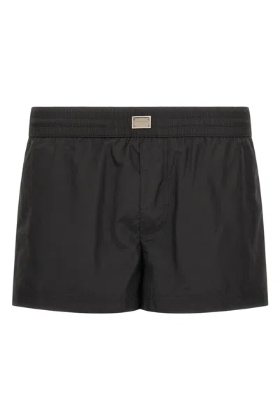 Dolce & Gabbana Men Logo Swimsuit In Black