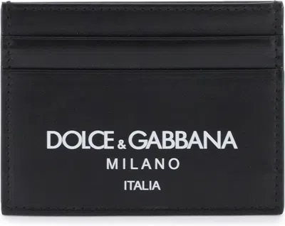 Dolce & Gabbana Men's Logoprint Leather Cardholder In Black