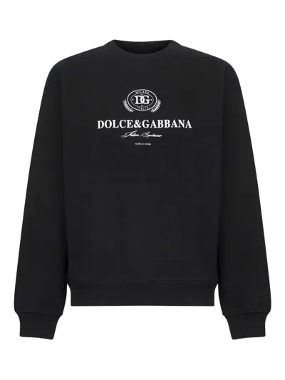 Dolce & Gabbana Men Long Sleeve Crew-neck Sweatshirt In Black