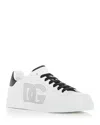 Dolce & Gabbana White And Black Leather Sneakers In White
