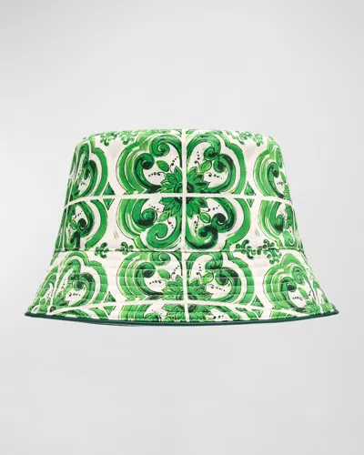 Dolce & Gabbana Dolce&gabbana Majolica Print Bucket Hat In Maiolica Verde