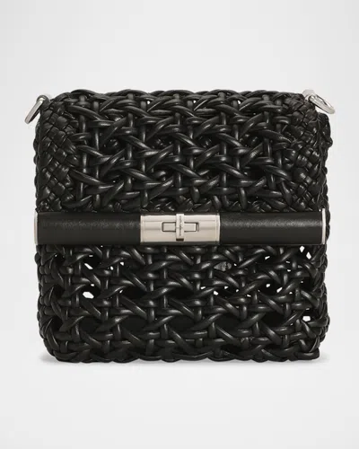 Dolce & Gabbana Men's Marlene Woven Leather Crossbody Bag In Black/black