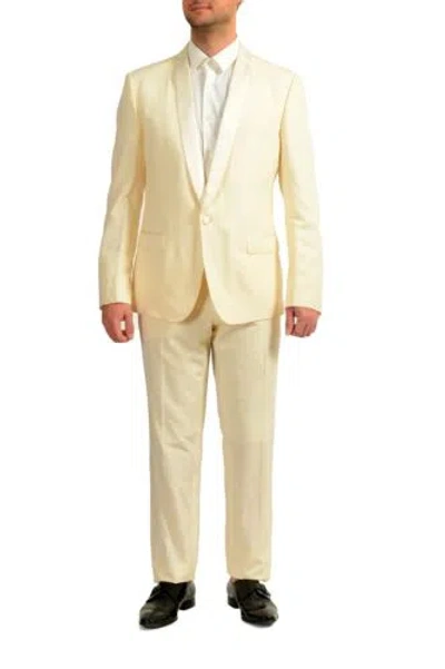 Pre-owned Dolce & Gabbana Men's "martini" Ivory Silk Wool Tuxedo Suit Us 44r It 54r In White