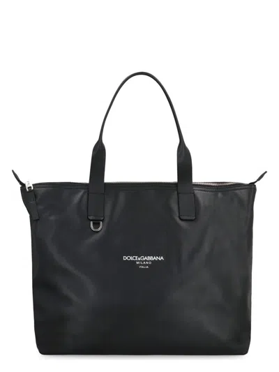 DOLCE & GABBANA MEN'S MEDIA SMOOTH LEATHER TOTE BAG