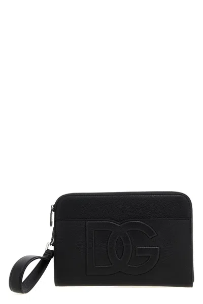 Dolce & Gabbana Men Medium 'dg' Clutch Bag In Black