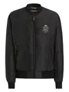 Dolce & Gabbana Dg Logo Patch Bomber Style Jacket In Black
