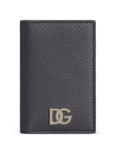 Dolce & Gabbana Men's Mini Card Case In Smooth Leather In Blu